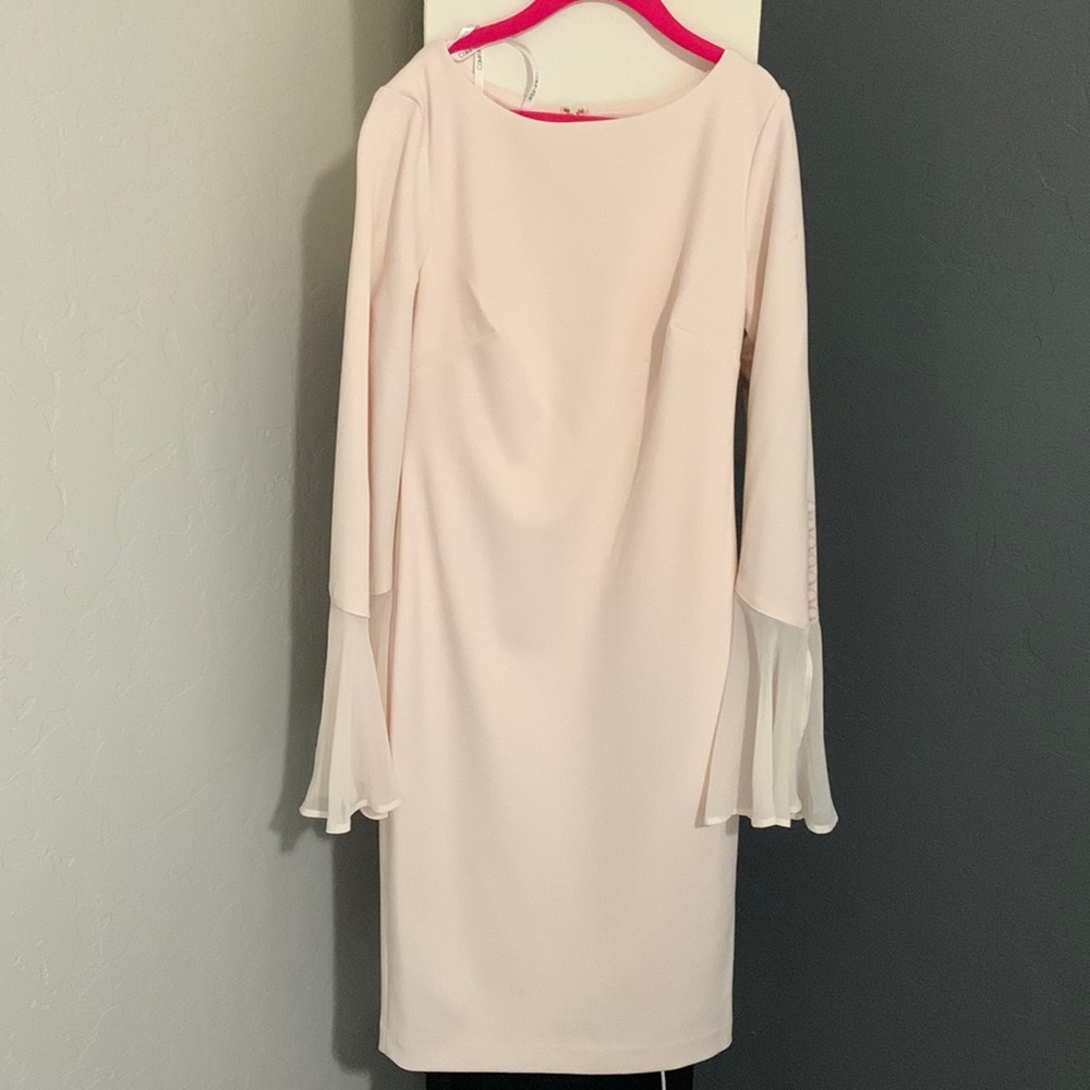 Calvin Klein Chiffon Bell Sleeve Dress